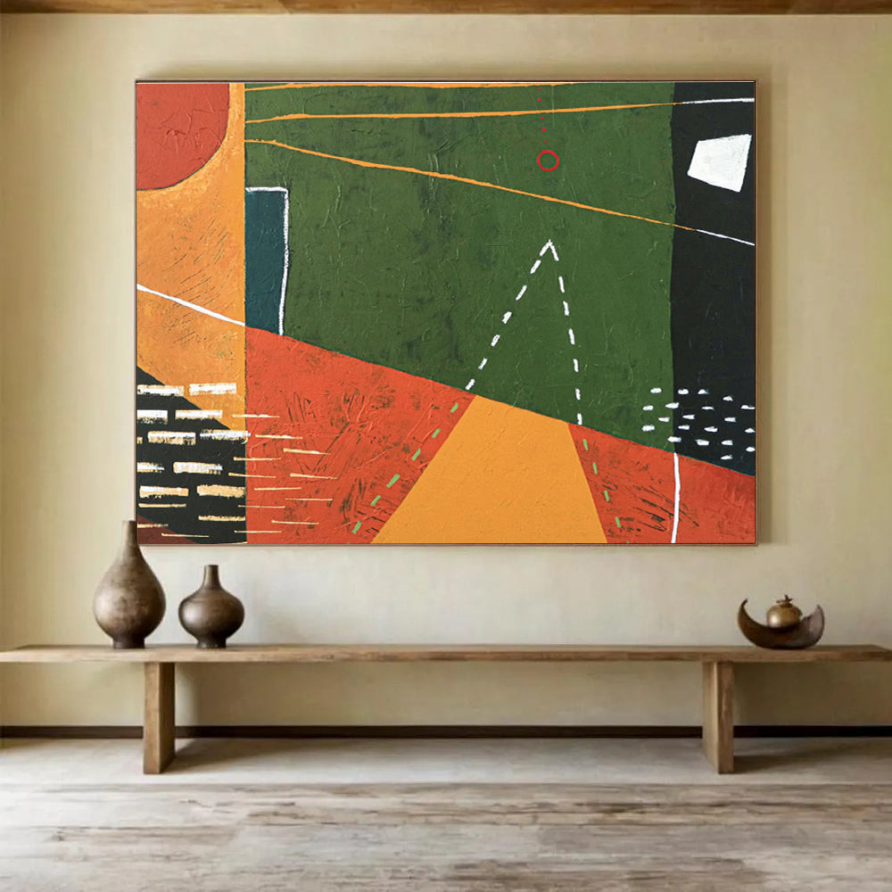Oversized Hand - Painted Abstract Wall Decor for Hallway & Living Room DKH558