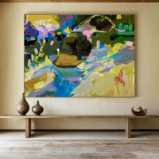 Serene Large Abstract Mural with Soothing Textured Gradients for Bedroom & Hallway DKH923
