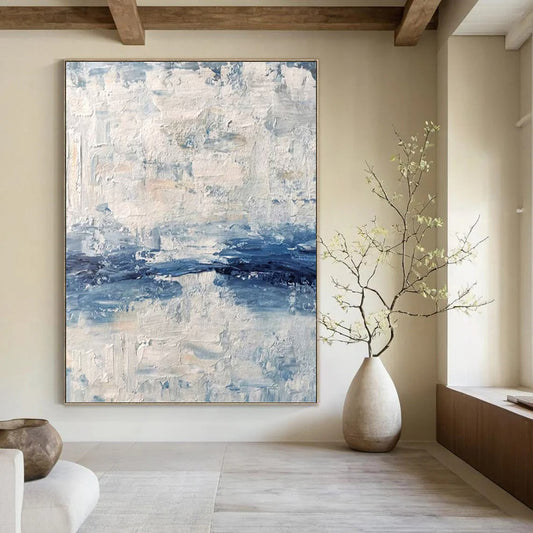 Supersized - Format Vertical Hand - Painted Textured Custom Abstract Madrigal, for Living Room and Entryway DKH1546