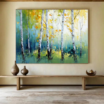 Birch Trees in Autumn Colors - Abstract Landscape Painting On Canvas HB0451