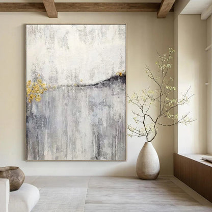 Artfully Curated Hand - Painted Textured Canvas Mural for Hallway & Bar DKH1173