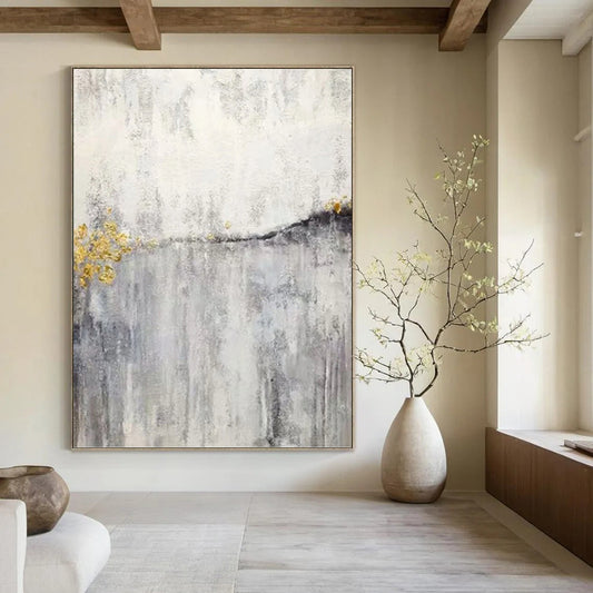 Artfully Curated Hand - Painted Textured Canvas Mural for Hallway & Bar DKH1173