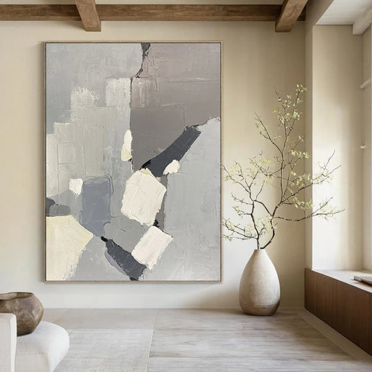 Majestic Vertical Hand - Painted Textured Custom Abstract Epoch for Living Room and Hotel DKH1586