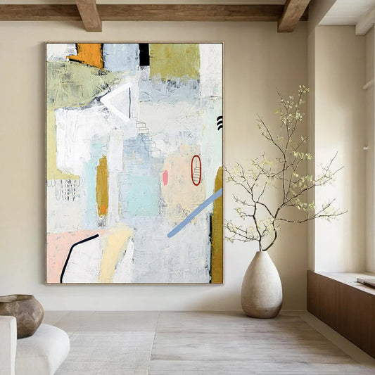 Glamorous Gigantic-Scale Hand-Painted Abstract Wall Murals: Enrich Your Dining Room & Living Room LargeART2390