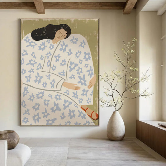 Designer - Curated Splendor: Hand - Rendered Textured Canvas Art for Hotel Lobby & Living Room DKH1146