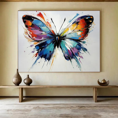 “Colorful Textured Butterfly” - Colorful Palette, Textured Butterfly Wings Painting On Canvas HB0847
