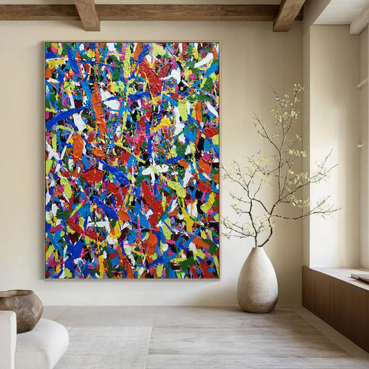 Extended - Proportioned Vertical Hand - Painted Textured Custom Abstract Epic for Office and Bar DKH1566