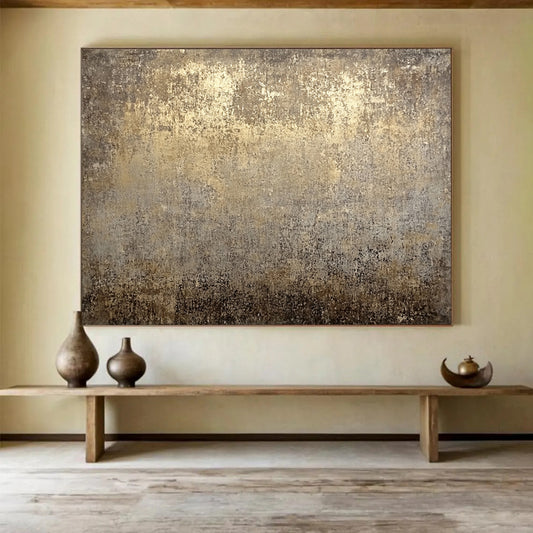 “Vintage Gold - Gray Textured Background” - Gold, Gray, Textured Abstract Painting On Canvas HB0776
