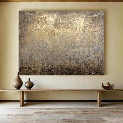 “Vintage Gold - Gray Textured Background” - Gold, Gray, Textured Abstract Painting On Canvas HB0776