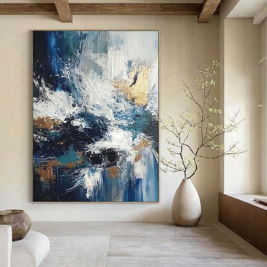 Modern contemporary hand-painted abstract artwork showcasing vibrant colors and dynamic shapes for a striking visual impact. DLZ1768