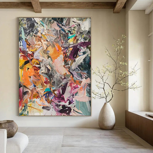 Volcanic Pulse: Immense - Scale Hand - Painted Custom Abstract Creation for Bedroom and Bar DTP098