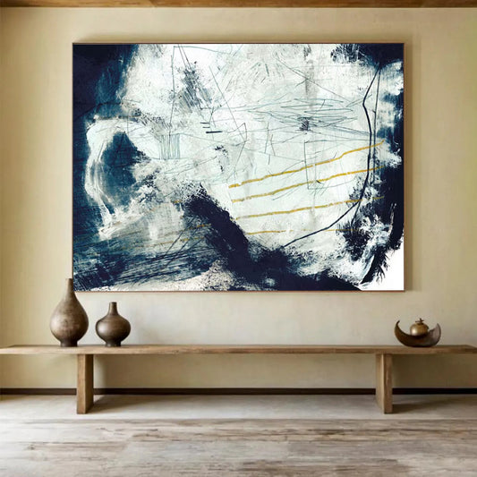 Black - White Line Abstract: A Focal Point for Modern Living Rooms DLZ141