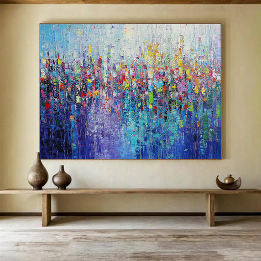 “Impasto Cityscape in Vivid Colors” - Pointillist - Inspired Painting On Canvas HB0519