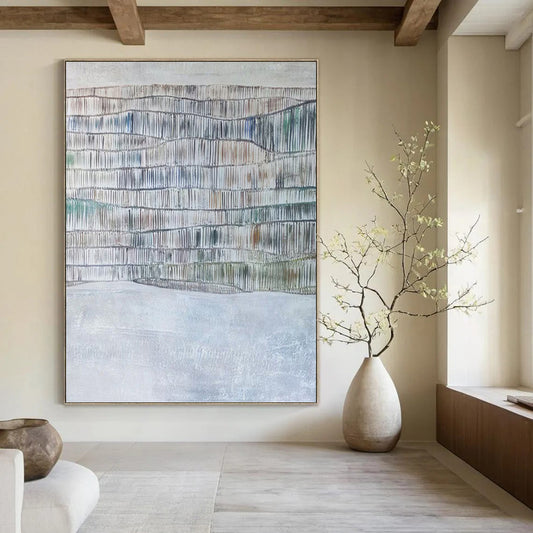 Colossal Hand - Painted Custom Textured Canvas Abstract for Hotel Lobby & Entryway DKH1043