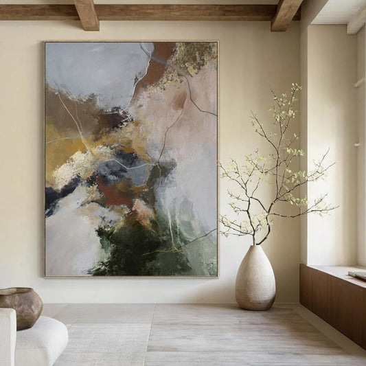 Custom - Tailored Hand - Painted Textured Abstract Canvas for Bedroom & Dining Room DKH1004