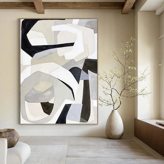 Creatively Curated Hand - Painted Textured Canvas Mural for Bar & Hotel Lobby DKH1141