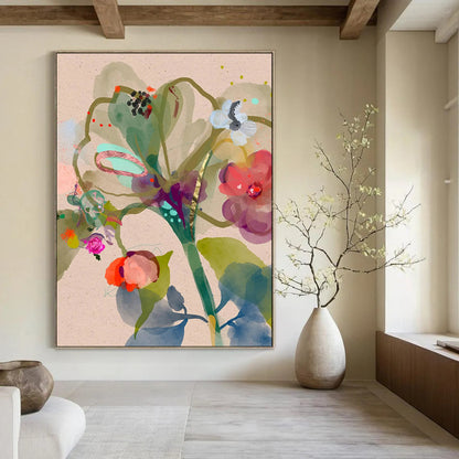 Large-Scale Hand-Painted Abstract Mural for Bedroom & Office LargeART1817