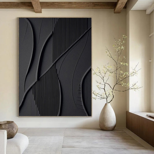 Grand - Sized Hand - Painted Textured Custom Abstract Canvas, Perfect for Dining Room and Living Room DKH1465