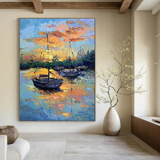Large-Scale Hand-Painted Abstract Mural for Bedroom & Living Room LargeART1894
