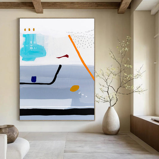 Elegant Hand - Painted Textured Canvas Mural for Hotel Suite & Entryway DKH1098