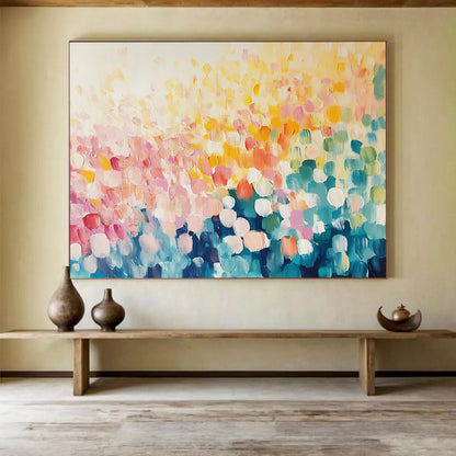 “Blossom - Dot Paradise” - Pastel circles, vibrant hues, Pointillist - Inspired Painting On Canvas HB0572