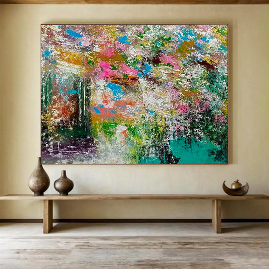 Peaceful Large Abstract Canvas with Tranquil Textured Patterns for Bedroom & Dining Room DKH919