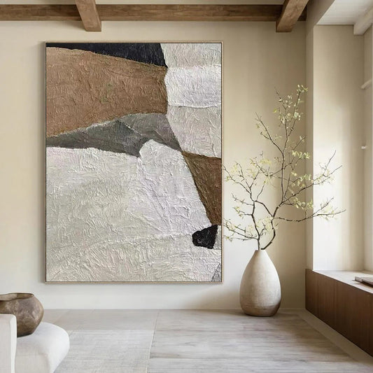 Designer - Driven Beauty: Hand - Crafted Textured Canvas Painting for Dining Room & Hallway DKH1140