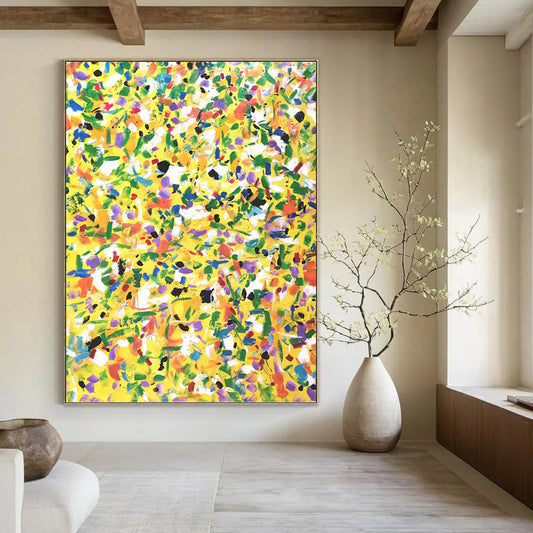 Stupendous Vertical Hand - Painted Custom Abstract Dithyramb (with Expressive Textures) for Living Room and Bar DKH1571