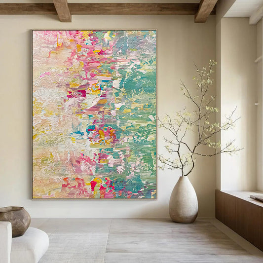 Vertical Hand - Painted Textured Custom Abstract Art for Dining Room and Hallway DKH1683