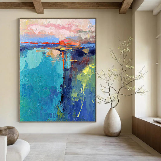 Vast Hand - Painted Custom Textured Abstract Mural for Dining Room & Hotel Suite DKH1030