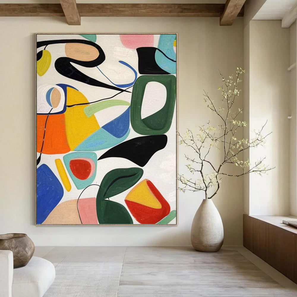 Oversized Hand - Painted Textured Abstract Canvas for Hotel Lobby & Entryway DKH1186