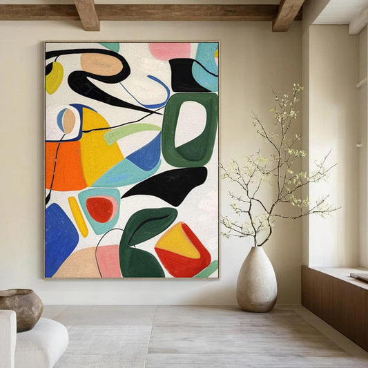 Oversized Hand - Painted Textured Abstract Canvas for Hotel Lobby & Entryway DKH1186