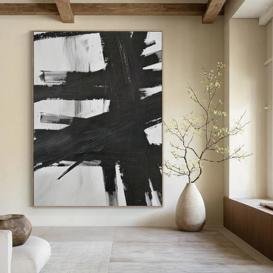 Designer - Directed Hand - Painted Textured Canvas Mural for Hotel Suite & Entryway DKH1154