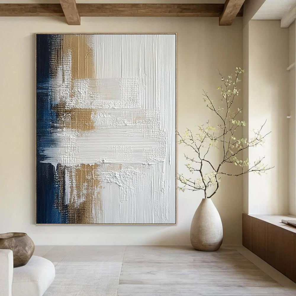 Contemporary hand-painted abstract art featuring vibrant colors and dynamic shapes perfect for enhancing modern living spaces. DLZ1772
