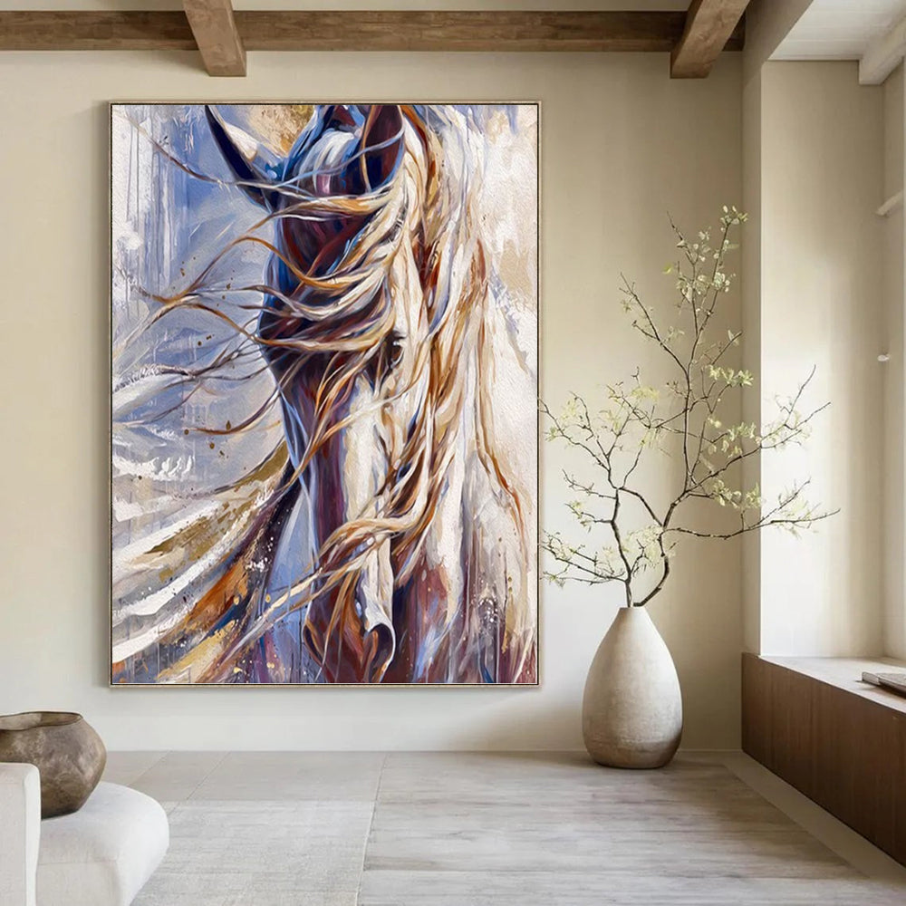 Custom Vertical Hand - Painted Large Abstract Gem for Bedroom and Hallway DKH1653