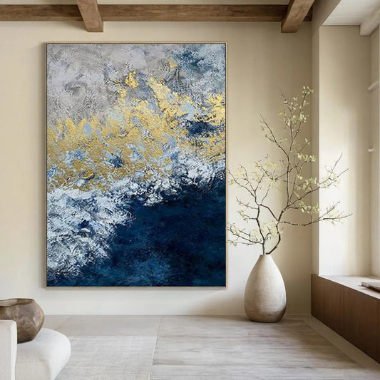 Towering Vertical Hand - Painted Custom Abstract Masterpiece with Textured Depth, Perfect for Bedroom and Office DKH1549