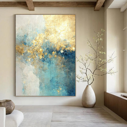 Monumental - Extent Hand - Painted Textured Custom Abstract Gemstone for Dining Room and Living Room DTP077