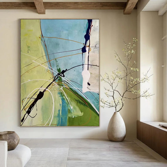 Expansive-Scale Hand-Painted Abstract Wall Art for Dining Room & Living Room LargeART2307