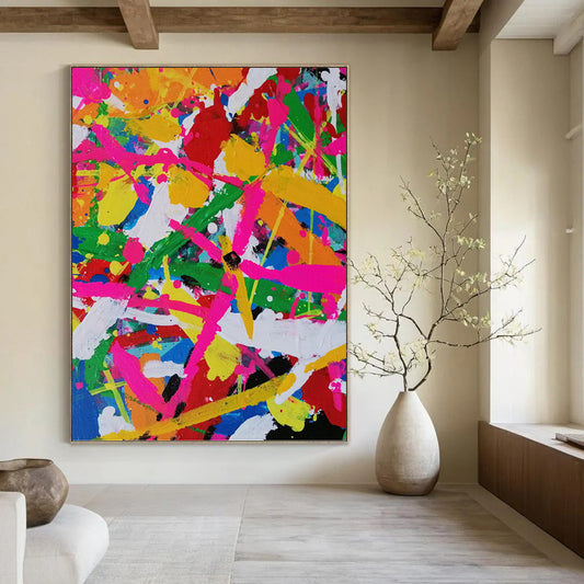 Warmly Large - Scale Hand - Painted Textured Abstract for Veterinary Clinic & Pet Grooming Salon DKH1260