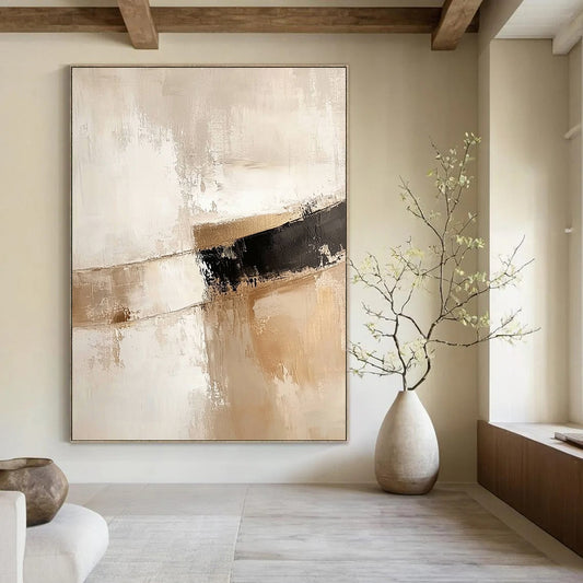 Contemporary abstract art features a soft lampshade with gentle brushstrokes in white and beige, creating an elegant and warm atmosphere. DLZ1220