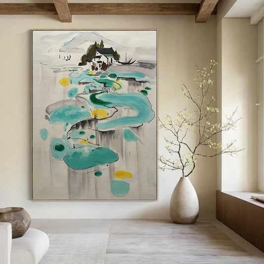 Giant Vertical Hand - Painted Textured Custom Abstract Mural for Bar and Hallway DKH1584