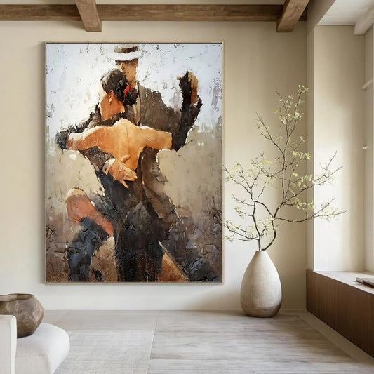 Vertical Hand - Painted Custom Abstract Artwork for Dining Room and Entryway DKH1636