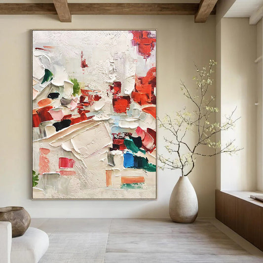Large - Format Hand - Painted Custom Texture Canvas Abstract for Bedroom & Hallway DKH1044