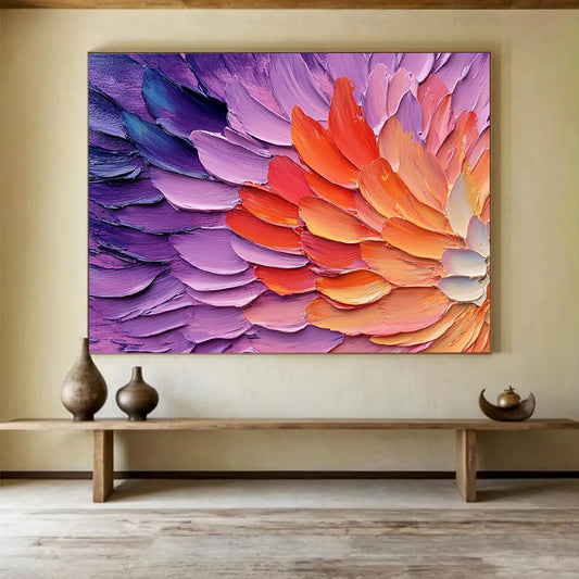 “Impasto Flower Petals” - Purple, Pink, Orange - Textured Floral Impasto - Acrylic Painting HB1326