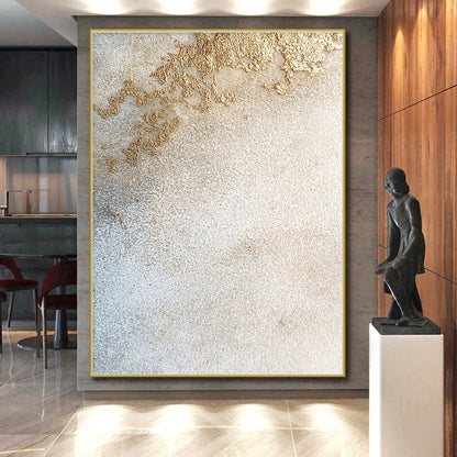 Beige, Gold, Textured Patches "Gilded Sandstone Textures" Abstract Minimalist Painting On Canvas HB172