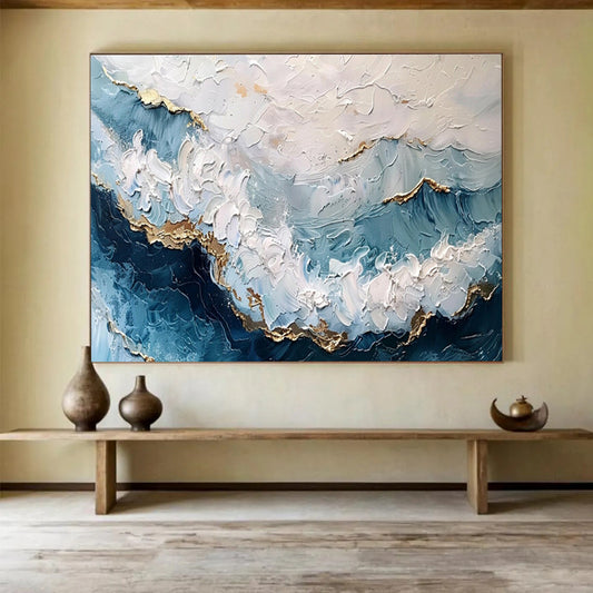 “Timeless Currents” Large - Sized Abstract Canvas for Bedroom & Dining Room DKH347