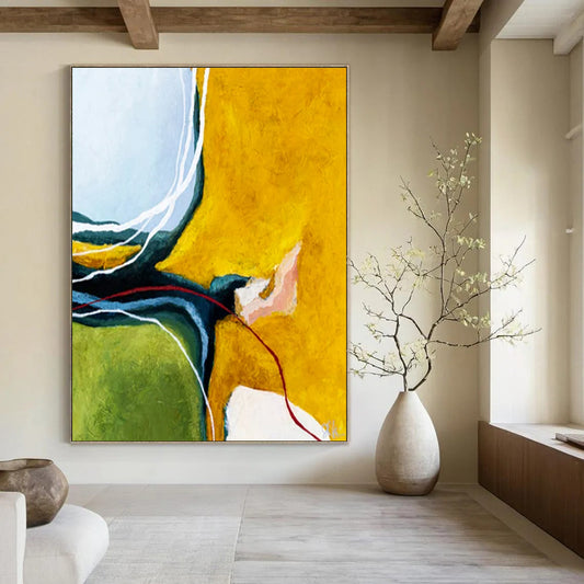 Ravishing Expansive Hand-Painted Abstract Artworks: Enchant Your Living Room & Hotel LargeART2387
