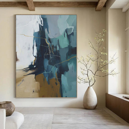 Colossal Hand - Painted Custom Textured Abstract Canvas for Hotel Suite & Living Room DKH1016