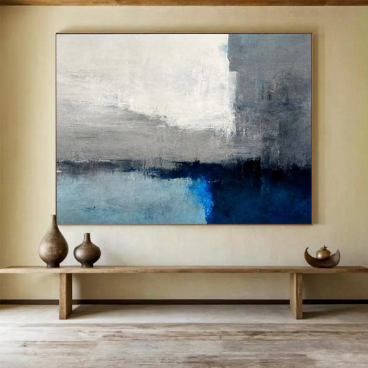 Grey & Blue Horizon Abstract - Calm Office Focus DLZ074