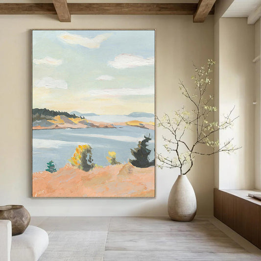 Large - Format Hand - Painted Custom Abstract Canvas (with Abundant Textures), for Decorating Living Room and Bar DKH1460